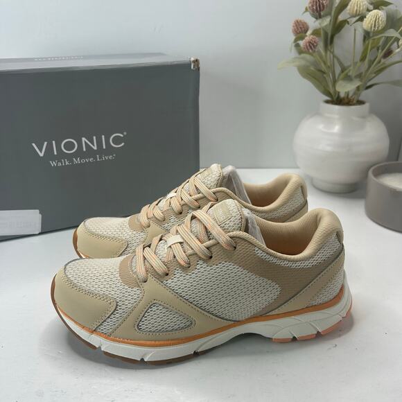 Vionic Tokyo Lightweight Sneakers Mesh Cream/Beige Orthotic Women 6.5 Wide NWB - Picture 3 of 10